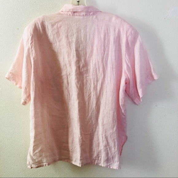 The Broadway Vtg Pink Linen S/S Button Frnt Blouse - Picture 5 of 8